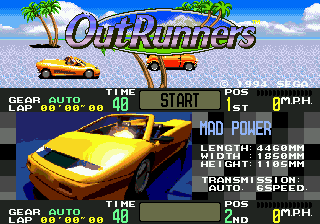 OutRunners title screen for Sega Genesis